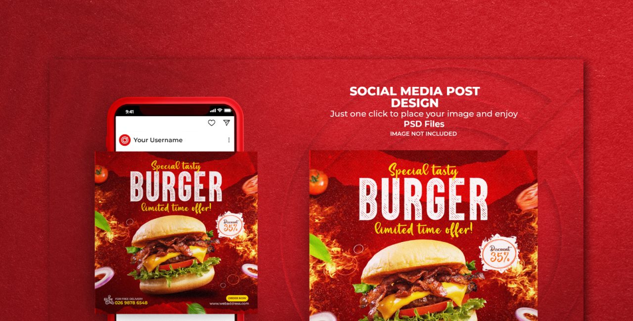 Delicious Fast Food Burger Social Media