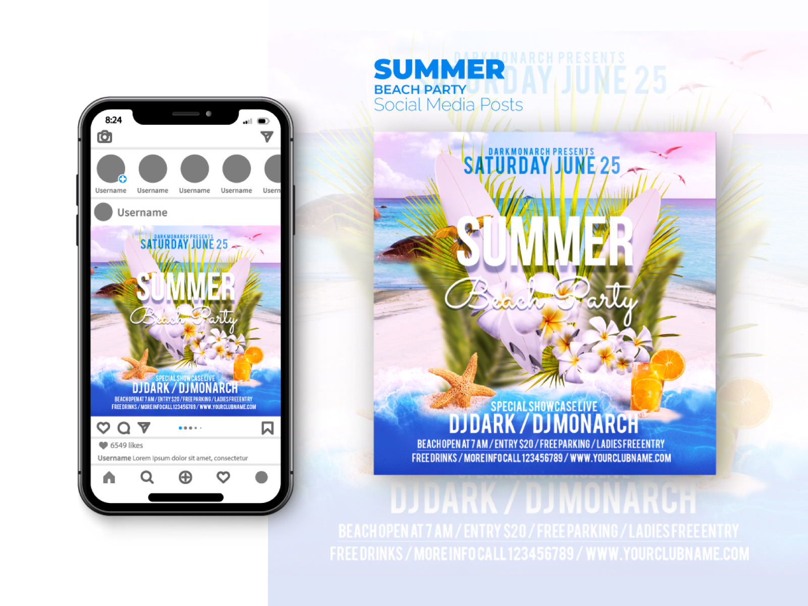 summer beach party social media posts